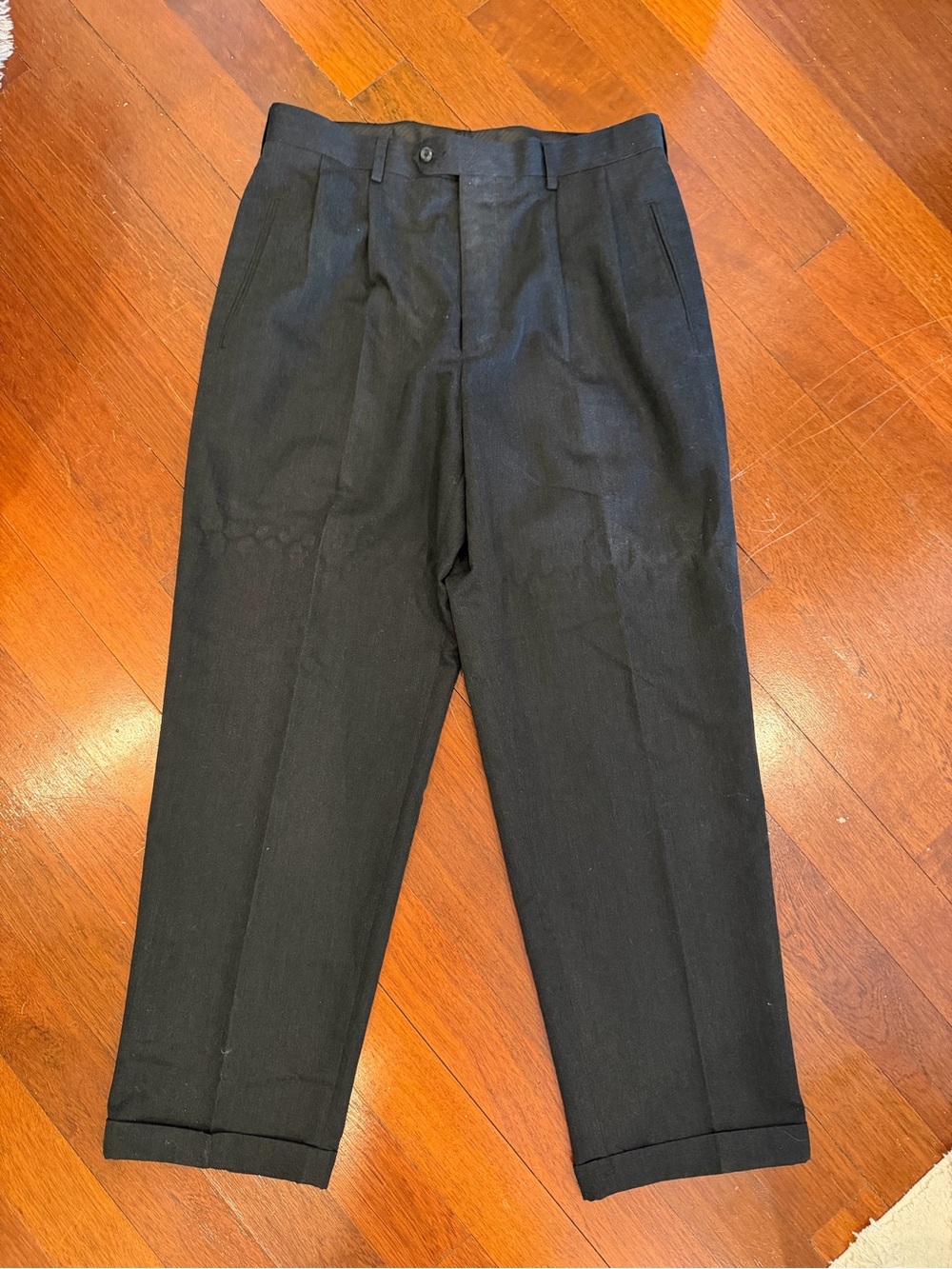 Andrew Fezza Black Pleated Cuffed Dress Pants